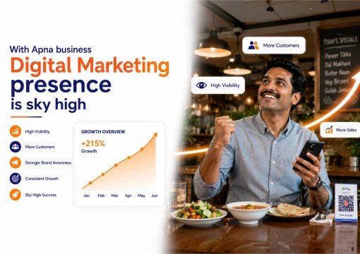 Comparison graphic: a business with digital marketing, more reach and engagement